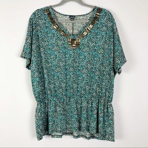 Rafaella Turquoise & Brown Top